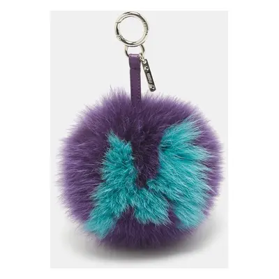 Fendi Purple Fox Fur and Leather Pom Pom Bag Charm