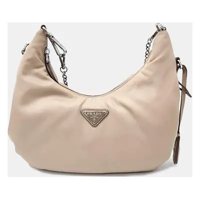 Prada Beige Tessuto Fabric Hobo Bag