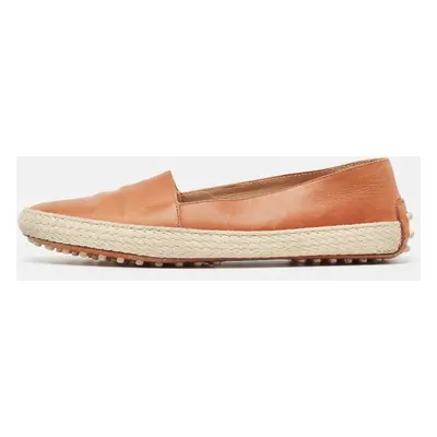 Tod's Brown Leather Espadrille Flats Size