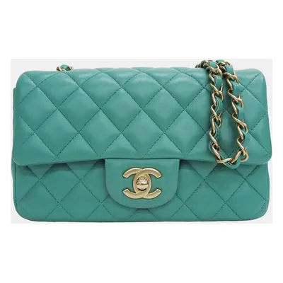 Chanel Green Lambskin Leather Mini Flap Bag Shoulder Bags