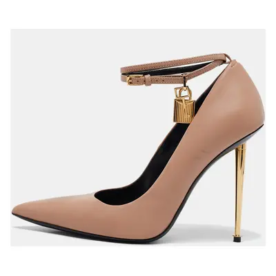 Tom Ford Beige Leather Padlock Ankle Wrap Pumps Size