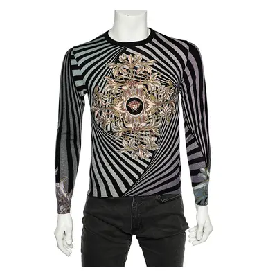 Versace Multicolor Printed Wool & Silk Knit Sweater