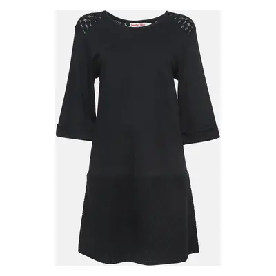 See by Chloe Black Lace and Cotton Long Sleeve Short Dress