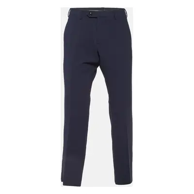 Giorgio Armani Navy Blue Textured Wool Trousers