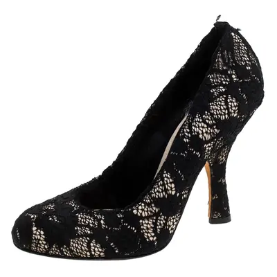 Dolce & Gabbana Black Lace Round Toe Pumps Size 38.5