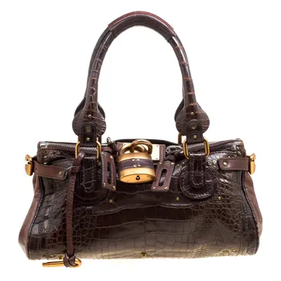 Chloe Brown Alligator and Leather Paddington Satchel