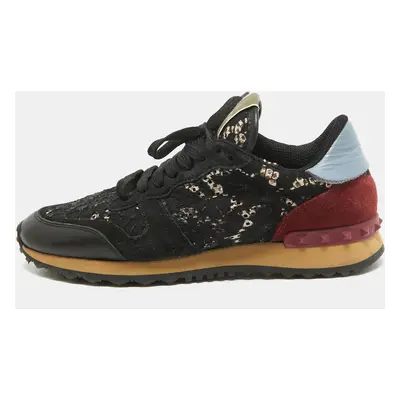 Valentino Multicolor Suede and Lace Rockrunner Sneakers Size