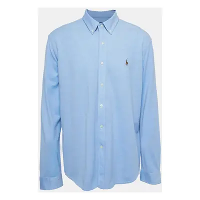 Ralph Lauren Blue Knit Oxford Buttoned Shirt