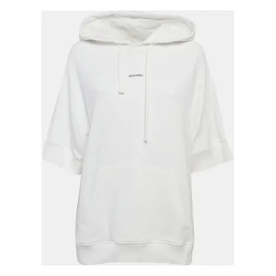 RED Valentino White Tulle and Cotton Knit Half Sleeve Hoodie