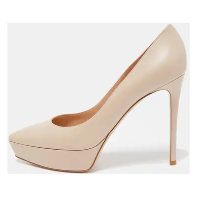 Gianvito Rossi Light Pink Leather Platform Pointed Toe Pumps Size