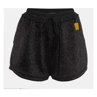 Louis Vuitton Black Lurex Knit Metallic Badge Detail Shorts