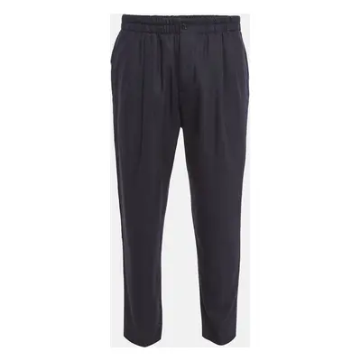 Giorgio Armani Navy Blue Wool Elasticated Waist Pants