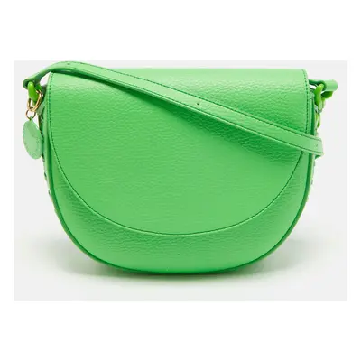 Stella McCartney Green Faux Leather Frayme Flap Crossbody Bag