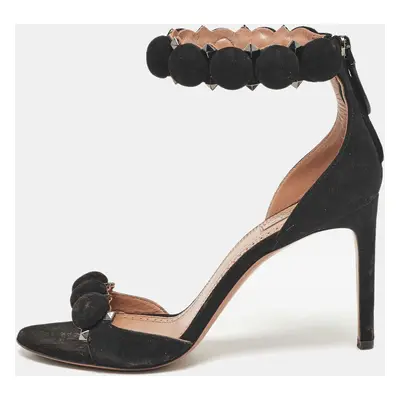 Alaia Black Suede La Bombe Ankle Strap Sandals Size