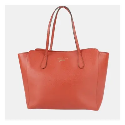 Gucci Orange Leather Medium Swing Tote Bag