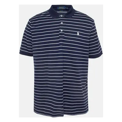 Polo Ralph Lauren Navy Blue Striped Stretch Knit Polo T-Shirt