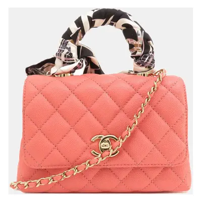 Chanel Pink Caviar Leather Coco Top Handle Bag