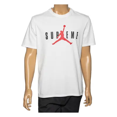 Supreme X Jordan White Logo Printed Cotton T-Shirt