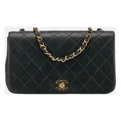 Chanel Black Leather Full Flap Shoulder Bag