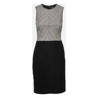 Derek Lam Houndstooth Bodice Colorblock Sleeveless Wool Dress