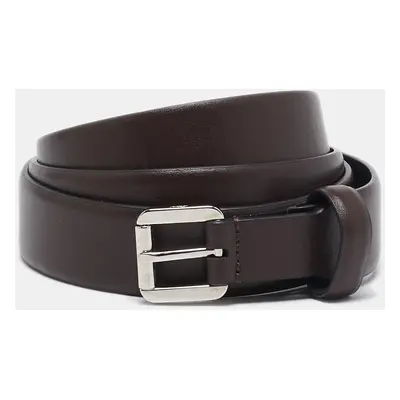 Brioni Dark Brown Leather Buckle Belt