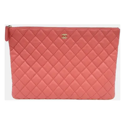 Chanel Red Caviar Large Clutch