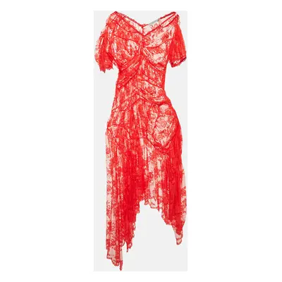 Preen By Thornton Bregazzi Red Floral Patterned Tulle Midi Dress