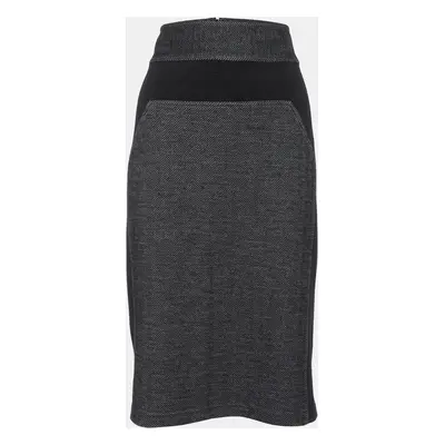 Diane Von Furstenberg Grey Patterned Wool Blend Martey Midi Skirt