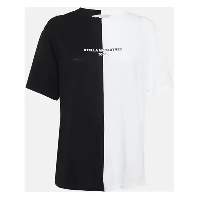 Stella McCartney Black /White Logo Print Jersey Cotton T-Shirt