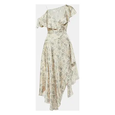 Zimmermann Beige Floral Print Wrap-Around Dress