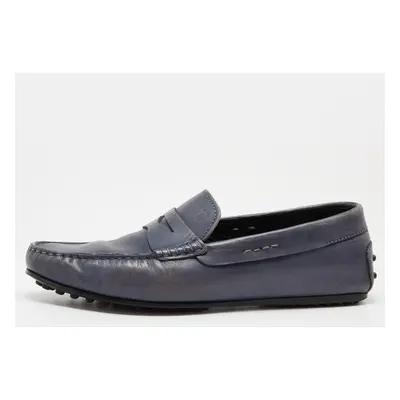 Tods Blue Leather Slip On Loafers Size 41.5