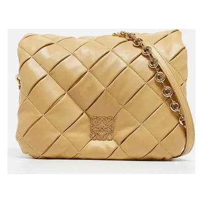 Loewe Beige Leather Pleated Goya Puffer Shoulder Bag