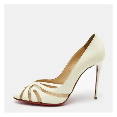 Christian Louboutin Cream Leather And Net Pumps Size