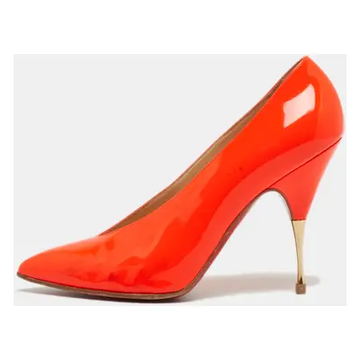 Christian Louboutin Neon Orange Patent Leather Lola Pumps Size