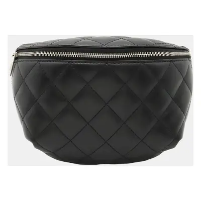 Chanel Black Calfskin Quilted Waist Belt Bag