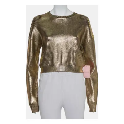 Saint Laurent Paris Gold Rib Knit Sweater