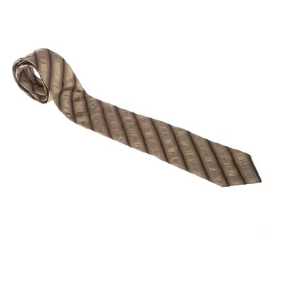 Boss by Hugo Boss Gold Monochrome Diagonal Striped Silk Tie