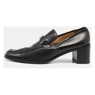 Gucci Black Leather Block Heel Loafer Pumps Size