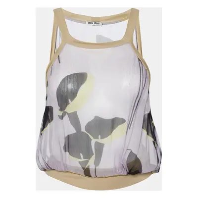 Miu Miu Purple Printed Silk & Knit Top