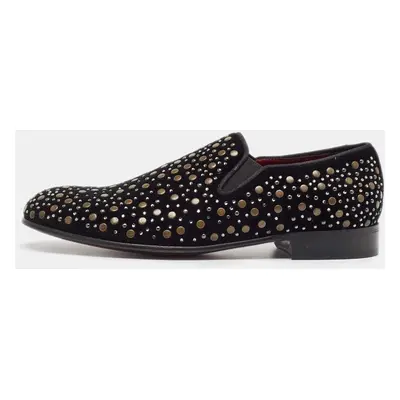 Dolce & Gabbana Black Suede Embellished Slip On Loafers Size