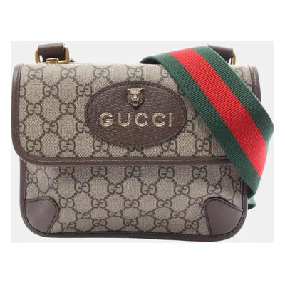 Gucci Beige Brown Multicolor Coated Canvas Leather GG Supreme Small Bag