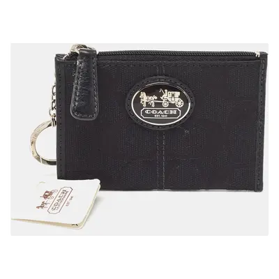 Coach Black Signature Canvas Zip Skinny ID Case