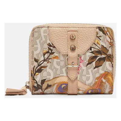 Aigner Multicolor Floral Print Coated Canvas and Leather Zip Compact Leather