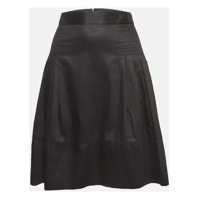 Sportmax Black Cotton Pleated Knee Length Skirt