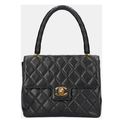 Chanel Black Leather Kelly Top Handle Bag