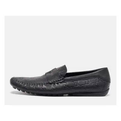 Gucci Black Guccissima Leather Penny Loafers Size