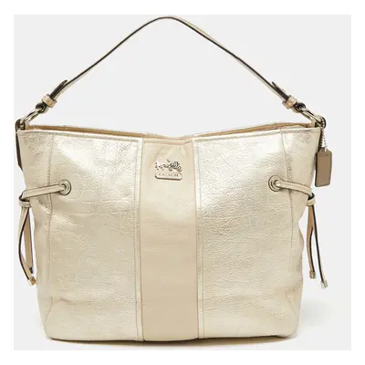 Coach Light Gold Leather Side String Shoulder Bag