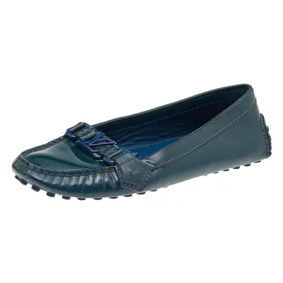 Louis Vuitton Blue Patent Leather Oxford Loafers Size