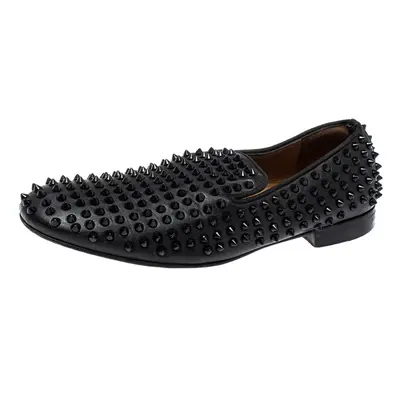 Christian Louboutin Black Leather Rollerboy Spiked Loafers Size 43.5