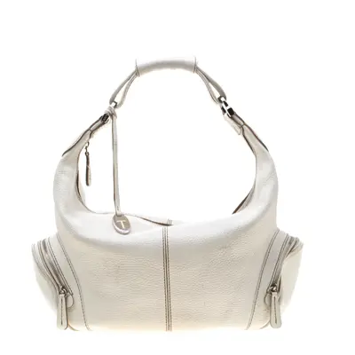 Tod's White Leather Charlotte Hobo